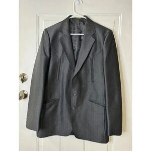 MESQUITE by Niver Vintage 1990s Mens 42L Black Western Sport Coat Blazer USA